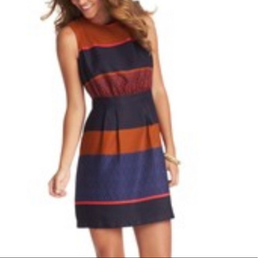 Worn once- LOFT burnt orange and navy dress